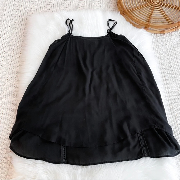 Auguste The Label Pleated Mini Dress Blouse Tunic Top Crochet High Low US 2 - Picture 6 of 13